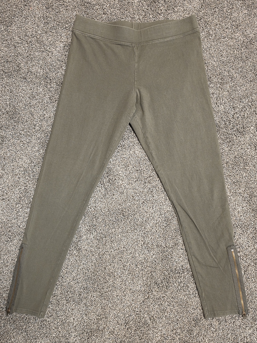 American Eagle Outfitters Olive Green Leggings with Ankle Zippers